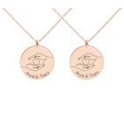 Egyedi anya lánya nyaklánc - gravírozott nemesacél medál - rosegold színben