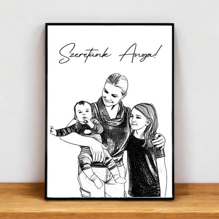 Személyre szabható ceruzarajz képkeret anyáknak