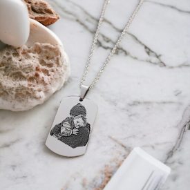   Egyedi fényképes gravírozott nemesacél nyaklánc apáknak