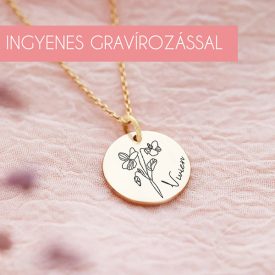 Gravírozható egyedi születésvirág nemesacél nyaklánc